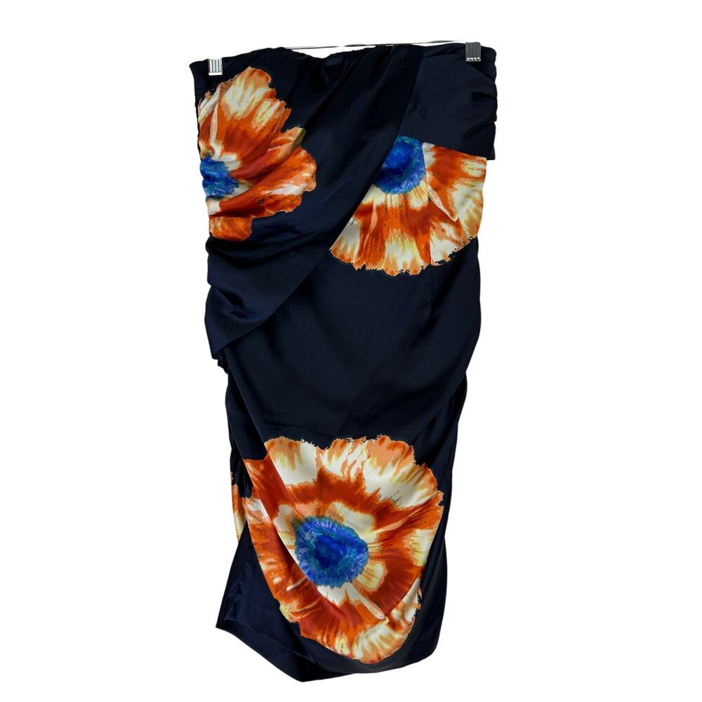 Banana Republic Blue Orange Floral Sateen Bodycon Stretchy Mini Dress Size 2